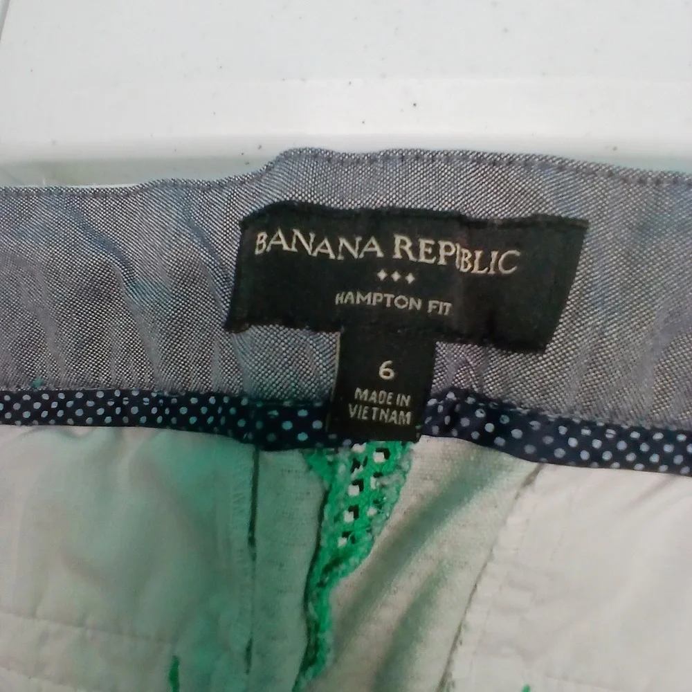 Banana Republic Hampton Fit Pants 6 Green‎ Geometric Honeycomb Workwear Preppy